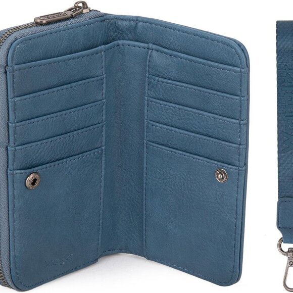 Wrangler Large Capacity Wallets Women with Wristlet and Metal Smooth Zipper - Picture 4 of 6